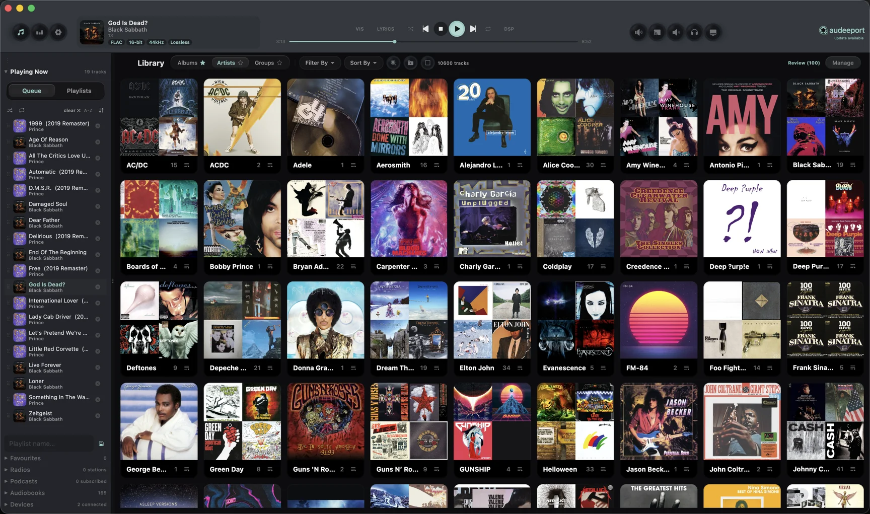 Artists browse view with cover collages