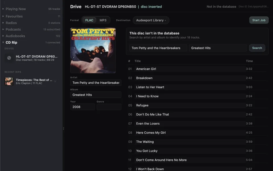 Import music and rip CDs with metadata lookup