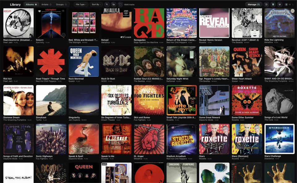 Audeeport library with album grid